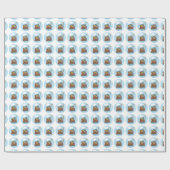 Papier Cadeau Baptême bébé Noé's sur mesure, Bleu Garçon (Plat)