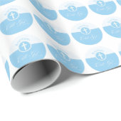 Papier Cadeau Baptême Bleu Enfant de Dieu, personnalisable (Coin rond)