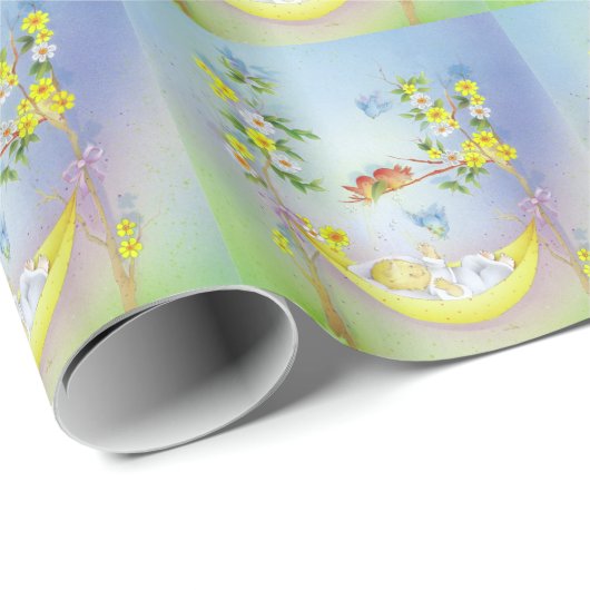 Papier Cadeau Baptême de bébé, baptême (Coin rond)