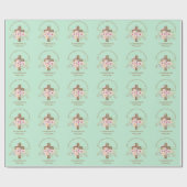 Papier Cadeau Baptême personnalisé et croix florale (Plat)