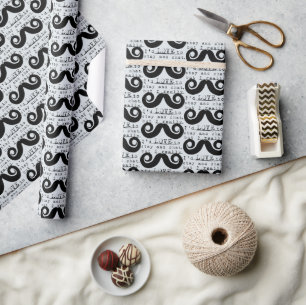 Papier Cadeau Barbe Bleue Grise Noire Drôle Humour Je Moustache