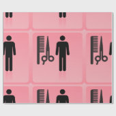 Papier Cadeau Barber Shop Icon Haircut Comb et ciseaux (Plat)