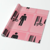 Papier Cadeau Barber Shop Icon Haircut Comb et ciseaux (Déroulé)