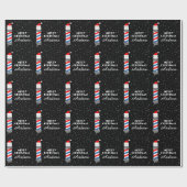 Papier Cadeau Barber shop pole personnalisées Noël (Plat)
