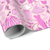 Papier Cadeau Barbiecore rose et rose chaud (Coin rond)