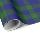 Papier Cadeau Barclay clan tartan bleu vert plaid (Coin rond)