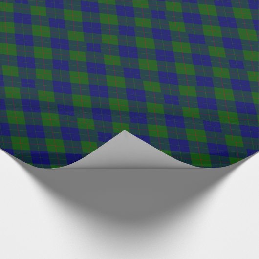 Papier Cadeau Barclay tartan bleu vert plaid (Coin)