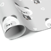 Papier Cadeau Barista Panda Mignon (Coin rond)
