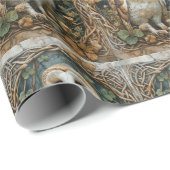 Papier Cadeau Barn Owl Forêt Celtique Cadre Pagan Nature Spirit (Coin rond)