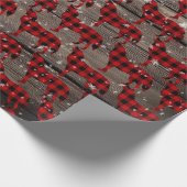 Papier Cadeau Barne de la neige Buffalo Plaid Wolf Howling (Coin)