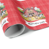 Papier Cadeau Barnyard Animals 1st. Birthday Party  (Coin rond)