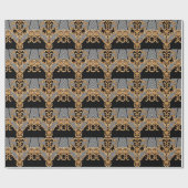 Papier Cadeau Baroque doré, décoration complexe. (Plat)