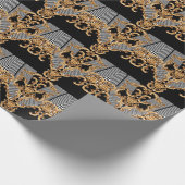 Papier Cadeau Baroque doré, décoration complexe. (Coin)