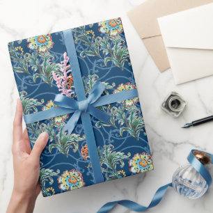 Papier Cadeau Baroque Floral Élégant Doré