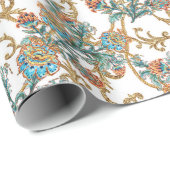 Papier Cadeau Baroque Golden Floral Elegant  (Coin rond)