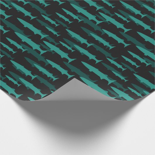 Papier Cadeau Barracuda noir bleu (Coin)