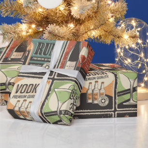 Papier Cadeau Barre d'apparence vintage Carreaux de boisson