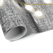 Papier Cadeau Barre Rustique Noir Bois Or Lumières (Coin rond)