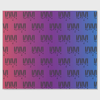 Papier Cadeau Barres et étoiles WMSA Noir sur Gradient Mat 6 pi