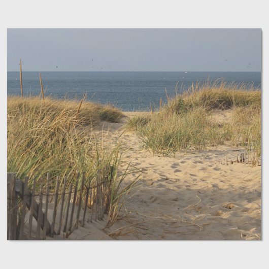 Papier Cadeau Barrière de plage dans les dunes de sable (Plat)