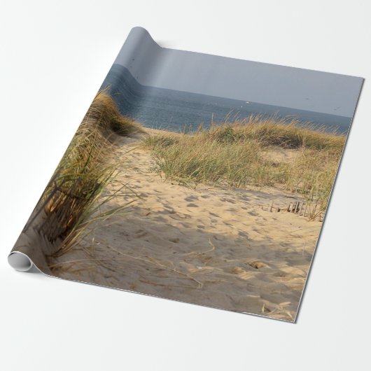 Papier Cadeau Barrière de plage dans les dunes de sable (Déroulé)