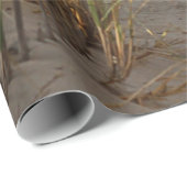 Papier Cadeau Barrière de plage dans les dunes de sable (Coin rond)