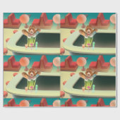 Papier Cadeau Bartending Dog in Retro Bar (Plat)