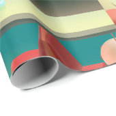 Papier Cadeau Bartending Dog in Retro Bar (Coin rond)