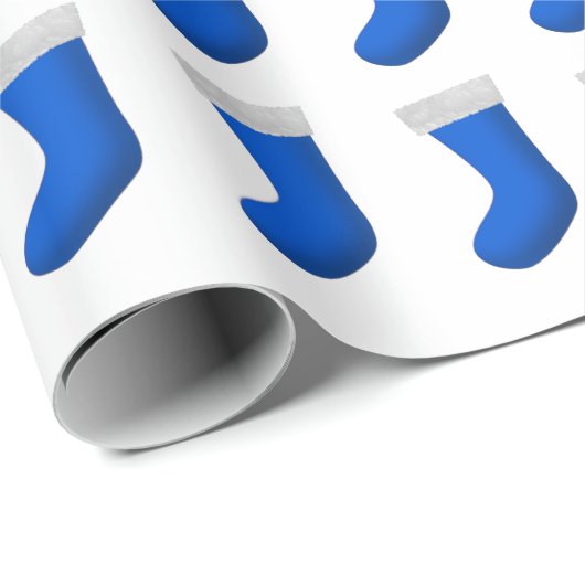 Papier Cadeau Bas bleus de Noël (Coin rond)