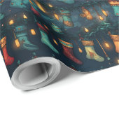 Papier Cadeau Bas de Noël de nuit silencieux (Coin rond)