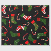 Papier Cadeau bas noël noir (Plat)