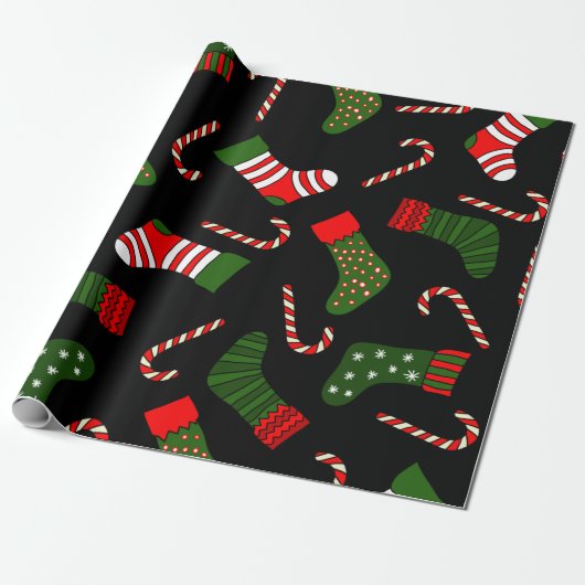 Papier Cadeau bas noël noir (Déroulé)