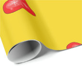 Papier Cadeau Bas rouges de Noël sur Jaune (Coin rond)