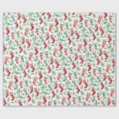 Papier Cadeau Bas rouges verts de Noël (Plat)