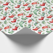 Papier Cadeau Bas rouges verts de Noël (Coin)