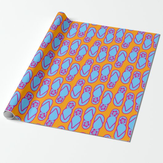 Papier Cadeau Bascules électroniques hawaïennes dans bleu et (Déroulé)