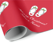 Papier Cadeau Bascules électroniques tropicales de feuille de (Coin rond)