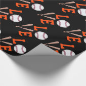 Papier Cadeau Base-ball d'amour (orange et noir) (Coin)