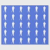 Papier Cadeau Base-ball royal bleu et blanc (Plat)