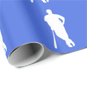 Papier Cadeau Base-ball royal bleu et blanc (Coin rond)