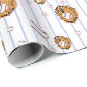 Papier Cadeau Baseball and Glove Pattern (Coin rond)