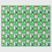Papier Cadeau Baseball Ball Santa Hat Snowflake Name Photo (Plat)