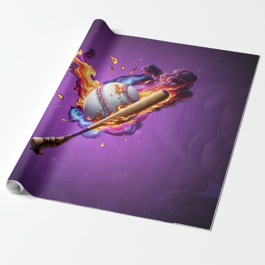Papier Cadeau Baseball en feu. (Déroulé)