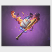 Papier Cadeau Baseball en feu. (Plat)