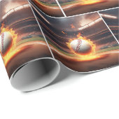 Papier Cadeau Baseball Flamand Au Stade (Coin rond)