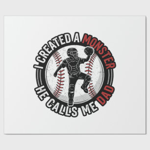 Papier Cadeau Baseball Papa Monstre Vintage Catcher Conception d