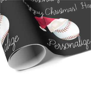 Papier Cadeau Baseball personnalisé Noël Père Noël Vacances