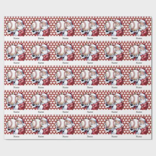 Papier Cadeau Baseball pour Noël avec le nom des enfants (Plat)