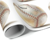 Papier Cadeau Baseball pour Noël avec le nom des enfants (Coin rond)