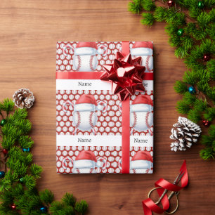 Papier Cadeau Baseball pour Noël avec le nom des enfants